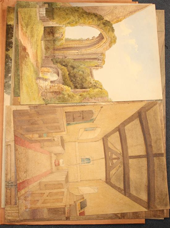George de Paris Sussex topography, mostly churches dated from 1885-1906, largest 15 x 21in.